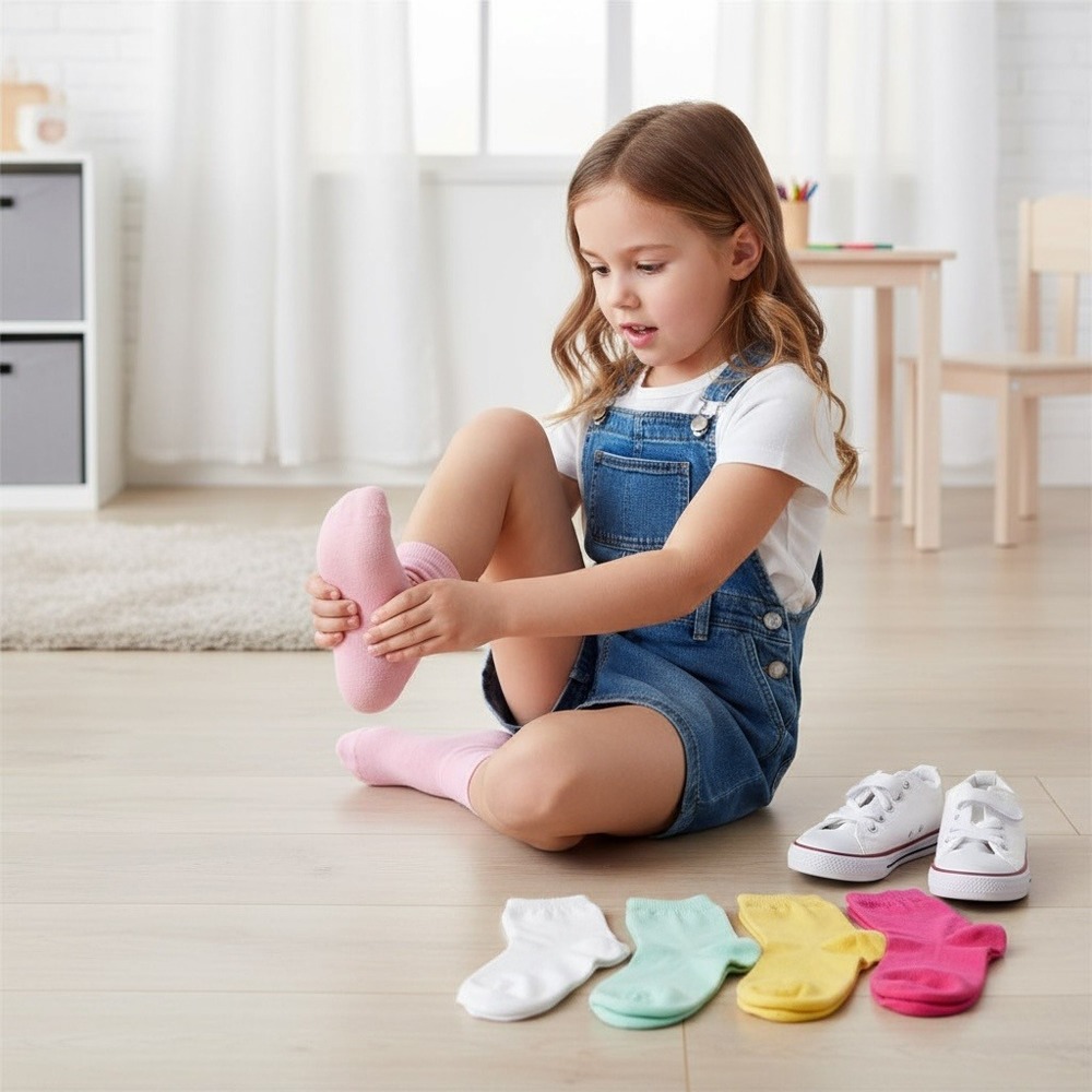 Girls Pastel Super Soft Moisture Wicking Anti-Slip Elastic Crew Socks 5-9 YO 6pk - Picture 5 of 7